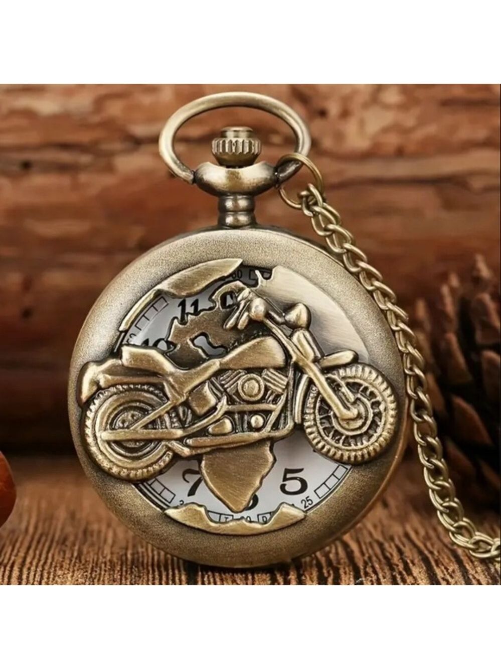 Antique Bronze Motorcycle Pocket Watch